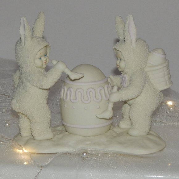 1994 Dept 56 Springtime Stories Snowbunnies I'll Paint The Top Figurine In Box - Picture 4 of 7